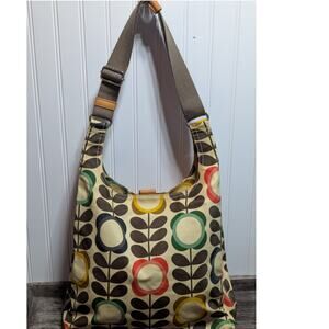 Orla Kiely Womens Multicolor Floral Waxed Canvas Crossbody Adjustable Strap Bag
